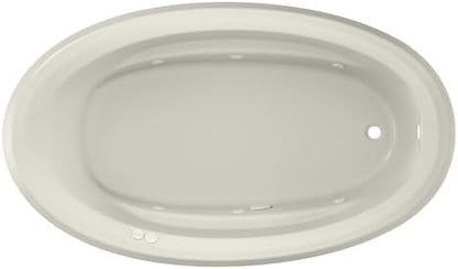 Jacuzzi SIGNATURE Acrylic Drop-In Bathtub, Jet Massage Tub, Slip Resistant, Right Drain Placement, 72" (L) x 42" (W), Oval, Oyster