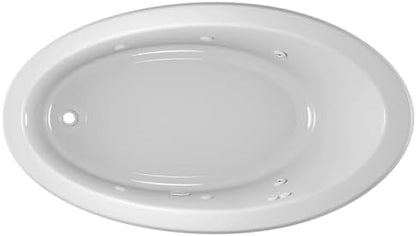 Jacuzzi SIGNATURE Acrylic Drop-In Bathtub, Jet Massage Tub, Slip Resistant, Left Drain Placement, 66" (L) x 38" (W), Oval, White
