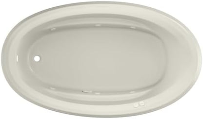 Jacuzzi SIGNATURE Acrylic Drop-In Bathtub, Jet Massage Tub, Slip Resistant, Left Drain Placement, 72" (L) x 42" (W), Oval, Oyster