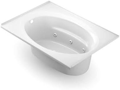 Jacuzzi SIGNATURE Acrylic Drop-In Bathtub, Heated Jet Massage Tub, Slip Resistant, Left Drain Placement, 72" (L) x 42" (W), Oval In Rectangle, White