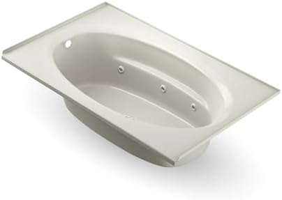 Jacuzzi SIGNATURE Acrylic Drop-In Bathtub, Jet Massage Tub, Slip Resistant, Left Drain Placement, 60" (L) x 42" (W), Oval In Rectangle, Oyster