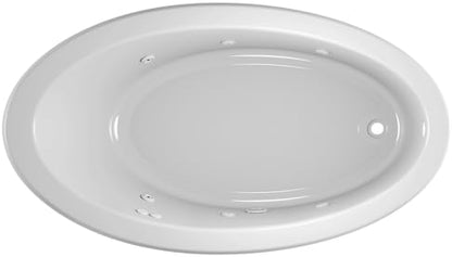 Jacuzzi SIGNATURE Acrylic Drop-In Bathtub, Heated Jet Massage Tub, Slip Resistant, Right Drain Placement, 66" (L) x 38" (W), Oval, White
