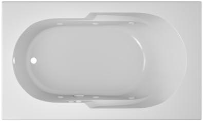 Jacuzzi SIGNATURE Acrylic Drop-In Bathtub, Jet Massage Tub, Slip Resistant, Left Drain Placement, 60" (L) x 36" (W), Rectangle, 3-Tile Flange, White