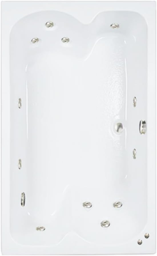 60 in. x 43 in. Acrylic Rectangular Drop-In Whirlpool Bathtub with Center Drain in Biscuit- Includes 12.5 Amp In-Line Heater
