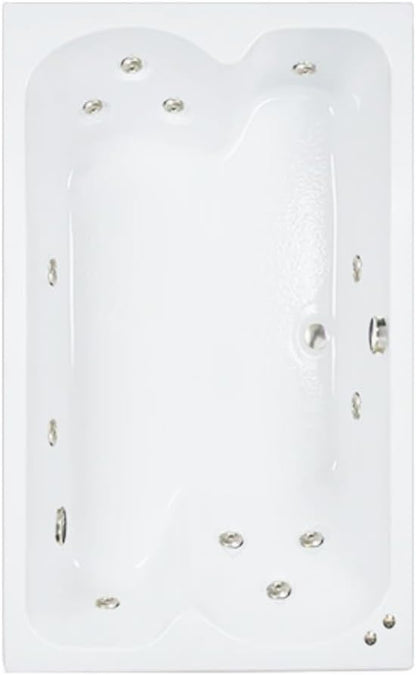 60 in. x 43 in. Acrylic Rectangular Drop-In Whirlpool Bathtub with Center Drain in Biscuit