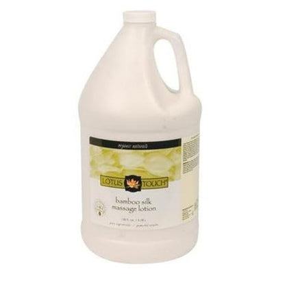 Organic Naturals Bamboo Silk Massage Lotion by Lotus Touch - 100% Pure Bamboo Silk Powder, Green Tea Extract & Aloe Vera - Unscented - Moisturizing, Fast Absorbing - Soft, Silky Glide - 1 Gallon