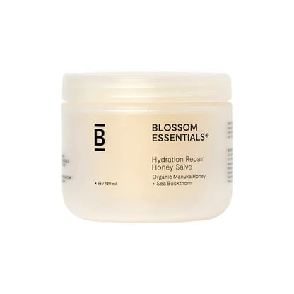 Blossom Essentials Honey Salve - Organic Manuka Honey Hydration Repair - Eczema Relief for Dry, Itchy, Sensitive Skin - Soothing Moisturizer & Balm for Kids, Adults - Made in USA - 4oz