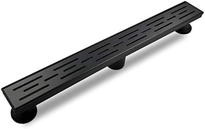 Neodrain 28 Inch Rectangular Linear Shower Drain with Brick Pattern Grate, 304 Stainless Steel Bathroom Floor Drain,Shower Floor Drain Includes Adjustable Leveling Feet, Hair Strainer,Black