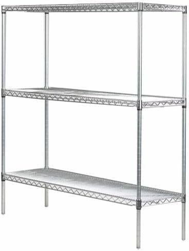 Omega Stainless Steel Shelves, 14" Deep x 48" Wide x 34" High 3 Tier Heavy Duty Wire Shelving Unit for Kitchen Garage Office Restaurant Warehouse 800-lb Per Shelf Weight Capacity