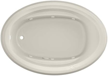 Jacuzzi SIGNATURE Acrylic Drop-In Bathtub, Heated Jet Massage Tub, Slip Resistant, Left Drain Placement, 59" (L) x 41" (W), Oval, Oyster