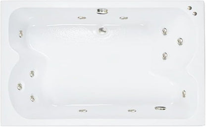 60 in. x 43 in. Acrylic Rectangular Drop-In Whirlpool Bathtub with Center Drain in Biscuit