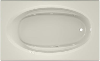 Jacuzzi SIGNATURE Acrylic Drop-In Bathtub, Heated Jet Massage Tub, Slip Resistant, Right Drain Placement, 72" (L) x 42" (W), Oval In Rectangle, Oyster