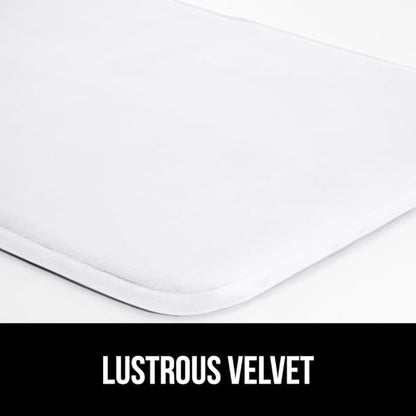 GORILLA GRIP Thick Memory Foam Toilet Rug for Bathroom, Square Shaped Washable, Soft Absorbent Velvet Topside Floor Mats, Machine Wash, Cushioned Luxury Rugs for Bath Room, 22.5x19.5, White