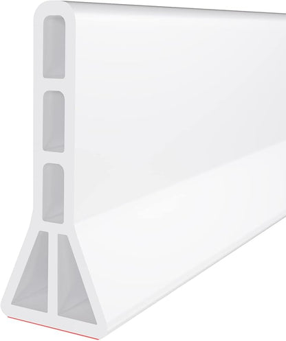 3" High Shower Threshold Water Dam 74 IN Collapsible Shower Water Splash Guard for Curbless Shower Threshold Barrier Water Stopper for Wet and Dry Separation Bathroom and Kitchen (White)