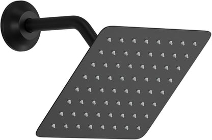 AYIVG Square 304 Stainless Steel 8 Inch Wall Mount Rain Shower head With Shower Arm And flange (Matte Black)