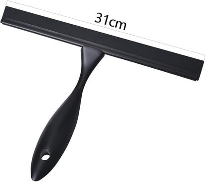 12'' Light Weight Stainless Steel Shower Squeegee for Glass Doors with 4 Pieces Set (1 Window Squeegee, 1 Door Hook and 2 Adhesive Hooks) Perfect Cleaning Tool for Car, Window, Bathroom Mirror