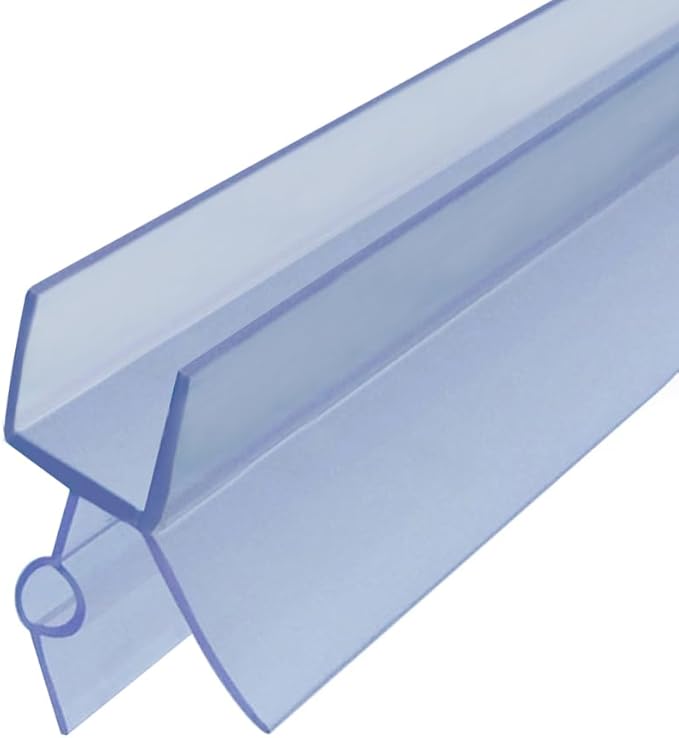 Frameless Shower Door Bottom Seal with Drip Rail for 1/4"(6mm) Glass, Length 27.5"/0.7m, Glass Door Sweep Stop Shower Leaking