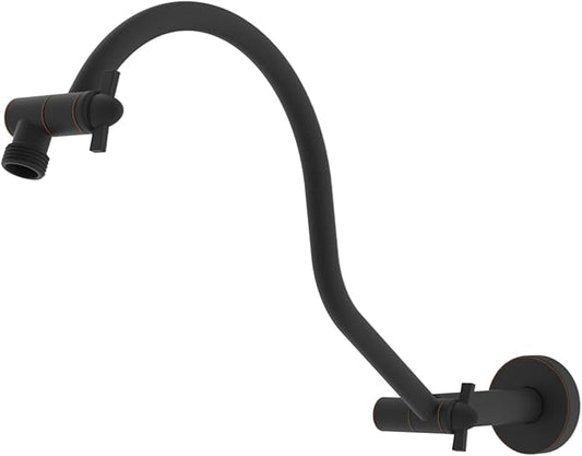 Hibbent All Metal Upgraded 18'' Shower Head Extension Arm, Shower Arm with Flange, Brass Flexible Height & Angle Adjustable Shower Extender with Lock Joint, Universal Connection, Oil Rubbed Bronze