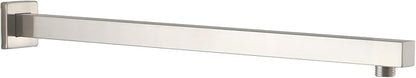 BESy 20 Inches Straight Extended Shower Arm With Flange, Rain Shower Head Extension Arms, Square Shower Rod Shower Head Extender Arm Shower Pipe Extension, Wall-Mounted Brushed Nickel Stainless Steel