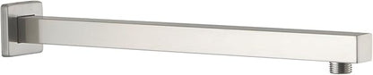 BESy 16 Inches Straight Extended Shower Arm With Flange, Rain Shower Head Extension Arms, Square Shower Rod Shower Head Extender Arm Shower Pipe Extension, Wall-Mounted Brushed Nickel Stainless Steel