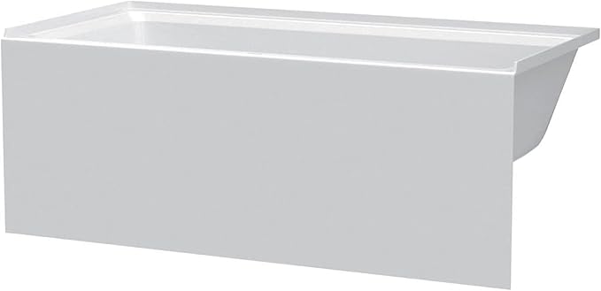 Fine Fixtures Acrylic, Fiberglass Alcove Soaking Bathtub with Integral Apron Front - Drain Included (72" x 32", Right Hand, White)