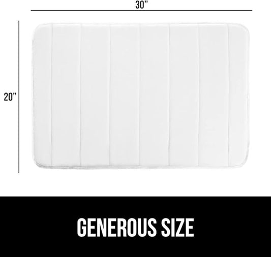 GORILLA GRIP Memory Foam Bath Mat, Soft Absorbent US Designed Bathroom Rug, Gripping Dots Machine Washable Bathmat, Cushioned Floor Mats, Shower Sink Rugs Room Décor Accessories, 30x20 White
