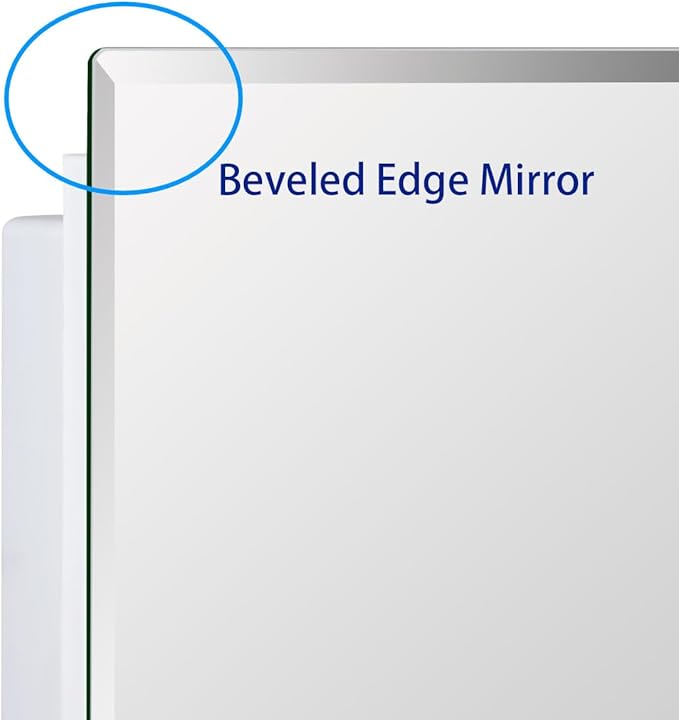 Bathroom Medicine Cabinet with Beveled Edge Mirrored Door 30 x 26 inch, Recessed or Surface Mount, with Adjustable Glass Shelves