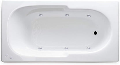 Carver Tubs - AR6032 - Modern Acrylic Fiberglass Whirlpool Tub Water Massage Bathtub, With 6 Adjustable Jets - White Acrylic Rectangle Chrome End Drain - Deep Relaxing Soak - 60"L x 32"W x 18"H