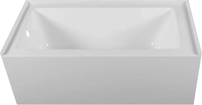 Fine Fixtures Acrylic, Fiberglass Alcove Soaking Bathtub with Integral Apron Front in Glossy White - Left Hand Drain, 66" x 36"