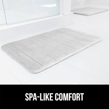 GORILLA GRIP Memory Foam Bath Mat, Soft Absorbent US Designed Bathroom Rug, Gripping Dots Machine Washable Bathmat, Cushioned Floor Mats, Shower Sink Rugs Room Décor Accessories, 30x20 Light Gray