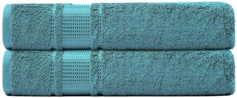Melissa Linen 2-Piece Turkish Cotton Face & Hand Towels Set, 20 in x 35 in, Absorbent, Quick Dry, Durable & Soft, Spa & Hotel Quality, Maldive Green