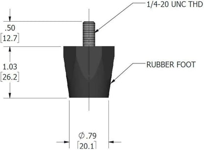 OCS Parts Adjustable Rubber Bumper Feet, Levelers, 1/4-20 Thread, Solid Rubber
