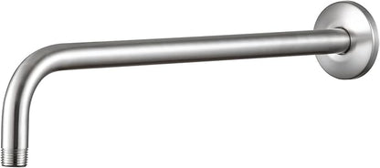 OFFO Shower Arm with Flange, 16 in Brushed Nickel Wall Mount Replacement Angle Shower Head Arm Wall-Mounted For Fixed Shower Head & Handheld Showerhead