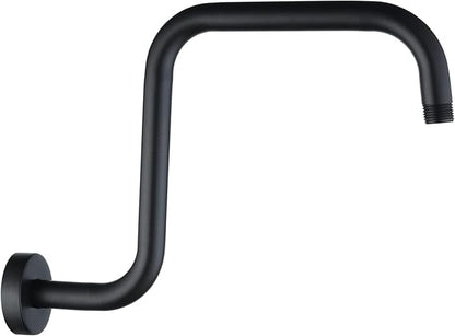 BRIGHT SHOWERS 13 Inch Shower Head Extension Arm with Flange S Shaped High Rise Extender, Long Stainless Steel Rainfall Shower Head Pipe Arm, Oil-Rubbed Bronze