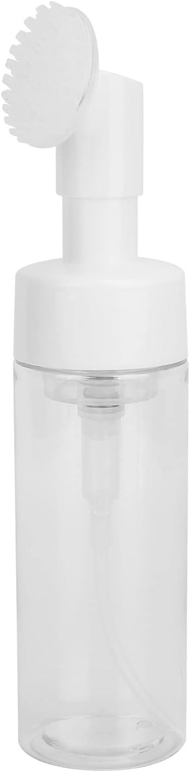 150ML Foam Pump Bottle with Brush, Lotion Dispensing Bottle, Plastic Facial Cleansing Foam Bottle, Portable Facial Cleanser Dispenser(150ML)
