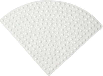 Mrcrypos Corner Shower Mats 25.5 x 25.5 Inches Bath Mat with Suction Cups and Drain Holes, Quick Dry Anti Slip Bathmat Machine Washable Shower Stall Mats for Bathroom, White