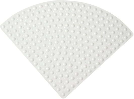 Mrcrypos Corner Shower Mats 25.5 x 25.5 Inches Bath Mat with Suction Cups and Drain Holes, Quick Dry Anti Slip Bathmat Machine Washable Shower Stall Mats for Bathroom, White