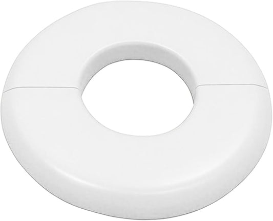 1 Pack Wall Split Flange for 1.1 Inch/28mm OD Pipe ABS Escutcheon Plate Self-Adhesive Round Plumbing Cover Plates for Water Pipe Faucet Decoration, White