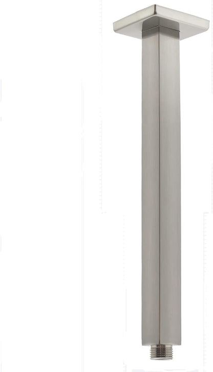 Ceiling Mount Shower Arm with Flange 20 Inches Square Straight Extender Extension Pipe Replacement, Long Shower Arm For Fixed Rain Shower Head or High Ceiling,Brushed Nickel