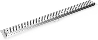 SereneDrains 304 Stainless Steel 60 Inch Linear Polished Chrome Shower Drain Kit Broken Lane Linear Shower Drains for Tile Floor Long Hair Catcher Strainer Cover Bathroom (Polished Chrome, 59 Inch)