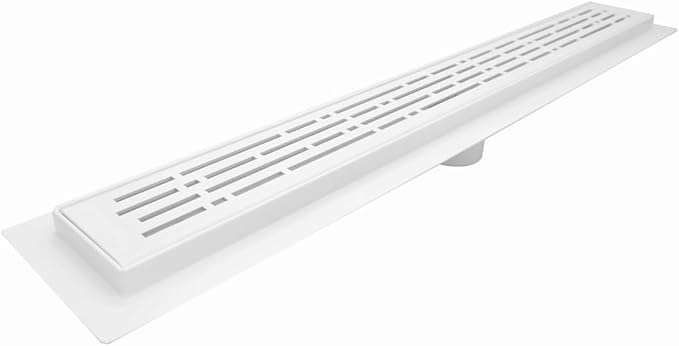 SereneDrains 304 Stainless Steel 30 Inch Matte White Shower Drain Kit Broken Lane Linear Shower Drains for Tile Floor Long Hair Catcher Strainer Grate Cover Bathroom (Matte White, 30 Inch)