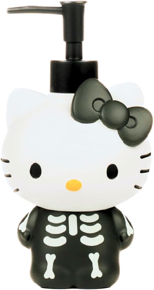 Hello Kitty Glow in The Dark Skeleton Soap/Lotion/Hand Sanitizer Resin Pump Dispenser, 14.11 Ounces, (Officially Licensed Product) by Franco Collectibles
