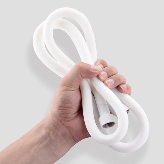 Silicone Shower Hose Extra Long,Explosion Proof Anti Winding Showerhead Hose,Used In Showerheads Spray Bidet Bathing Toilet Cleaning Flexible RV Shower Hoses Replacement (White, 59 In)