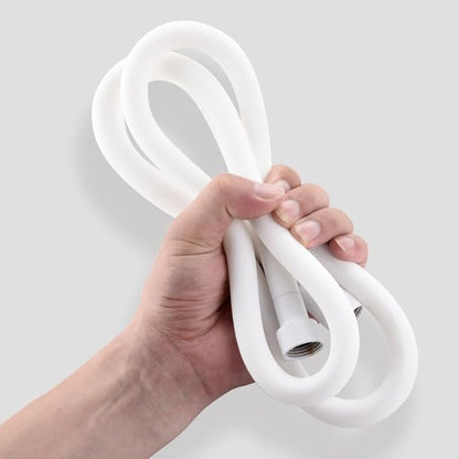 Silicone Shower Hose Extra Long,Explosion Proof Anti Winding Showerhead Hose,Used In Showerheads Spray Bidet Bathing Toilet Cleaning Flexible RV Shower Hoses Replacement (White, 48 In)
