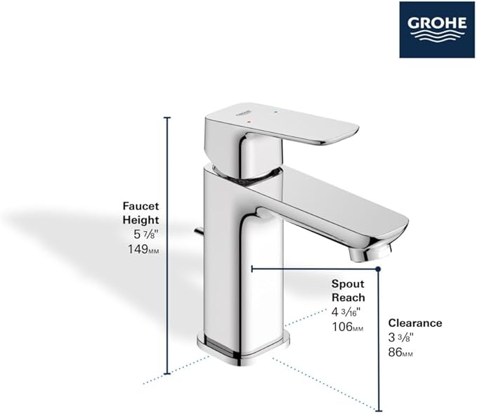 Grohe 101898GN00 Cubeo Single Hole Single Handle S-Size Bathroom Faucet, 1.2 GPM, Brushed Gold