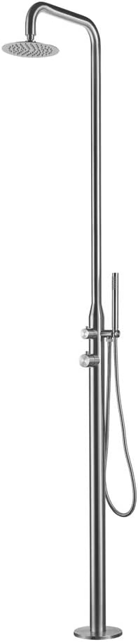 HEATGENE Outdoor Shower with Body Jets and Handheld Shower Head for Outside/Poolside/Patio Drench Shower, Outdoor Shower System, Brushed