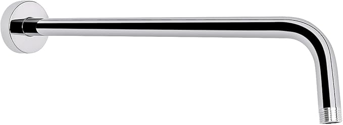 HarJue Shower Arm with Flange and Teflon Tape, Wall Mounted Shower Pipe 304 Stainless Steel Extension Arm for Fixed Shower Head & Handheld (15 Inch, Chrome)
