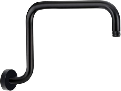 Shower Extension Arm, S shaped shower arm with Flange,Stainless Steel 13 Inch High Rise Shower Head Extender Arm,Matte Black,10Z3MK