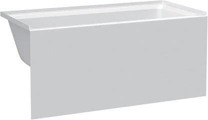 Fine Fixtures Acrylic, Fiberglass Alcove Soaking Bathtub with Integral Apron Front - Drain Included (54" x 30", Left Hand, White)