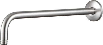 OFFO Shower Arm with Flange, 12 in Brushed Nickel Wall Mount Replacement Angle Shower Head Arm Wall-Mounted For Fixed Shower Head & Handheld Showerhead